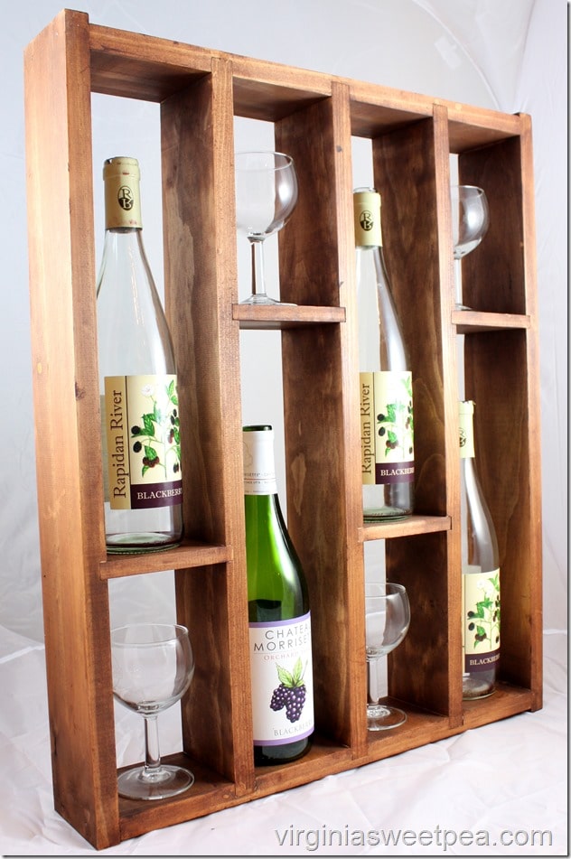 DIY Wine Rack - Follow this step-by-step tutorial to make a wine rack that displays favorite wines and glasses.