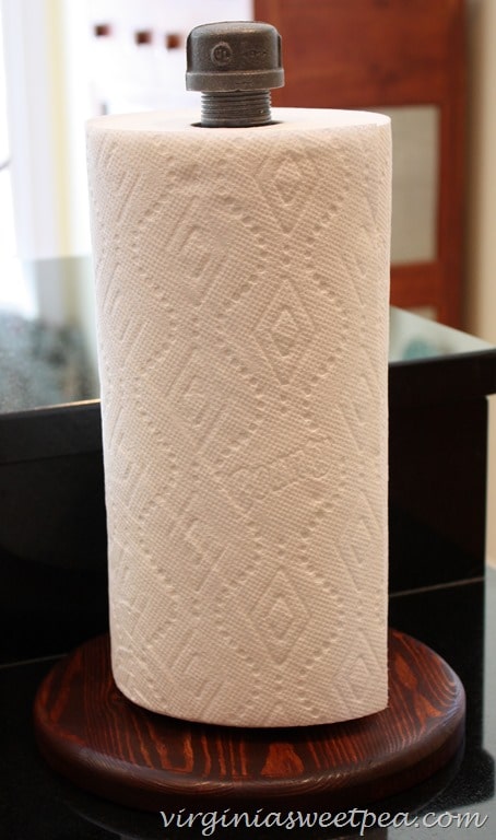 DIY Industrial Paper Towel Holder in Use