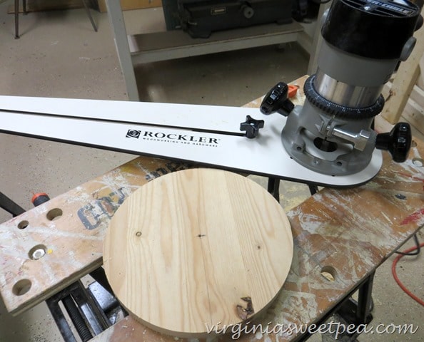 Rockler Circle Cutting Jig Used to Make the Base for a DIY Industrial Paper Towel Holder