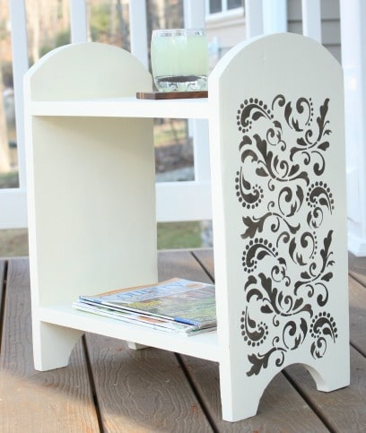 Paint and Stenciling give a shelf a fresh look.