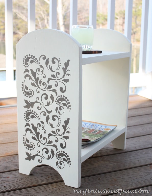 Shelf Makeover - A handmade shelf from the 1960's gets a makeover with paint and stenciling. virginiasweetpea.com