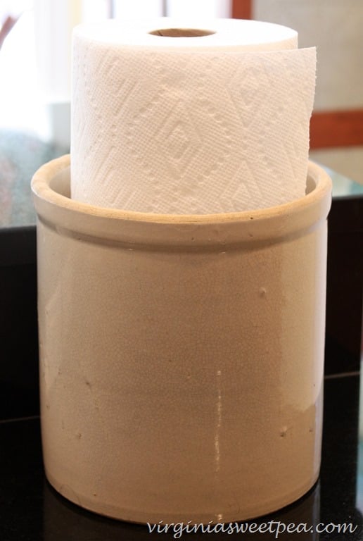 Use an Old Crock for a Paper Towel Holder