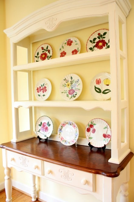 Blue Ridge Antique Pottery in a Farmhouse Hutch