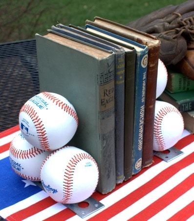 Use baseballs to make bookends. Get the step-by-step tutorial to make these for the baseball lover in your life. #baseball #baseballcraft #diy #diyproject