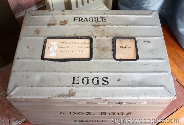 Antique Egg Shipping Crate - Eggs were shipped in crates like this from the family farm to family who lived in the city. virginiasweetpea.com