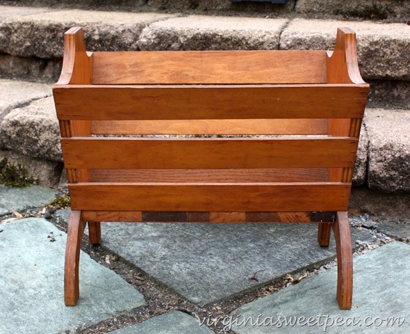 Handmade Wooden Knitting Basket Before