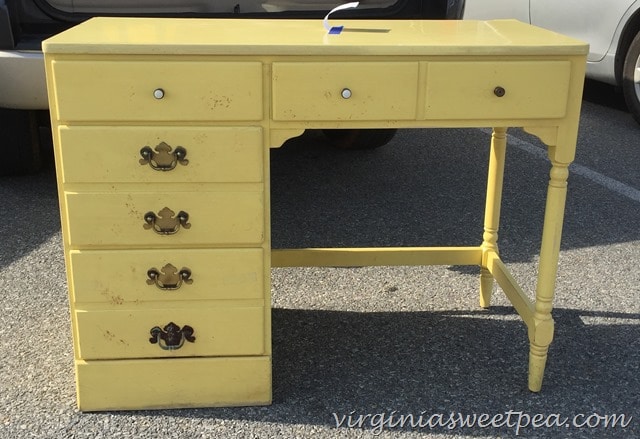 Vintage Ethan Allen yellow desk found at Goodwill