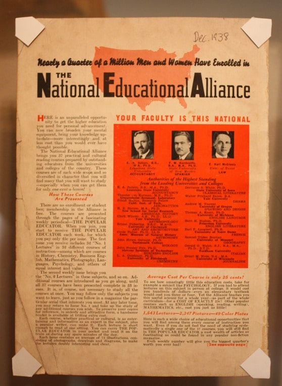 National Education Alliance Ad from December 1938