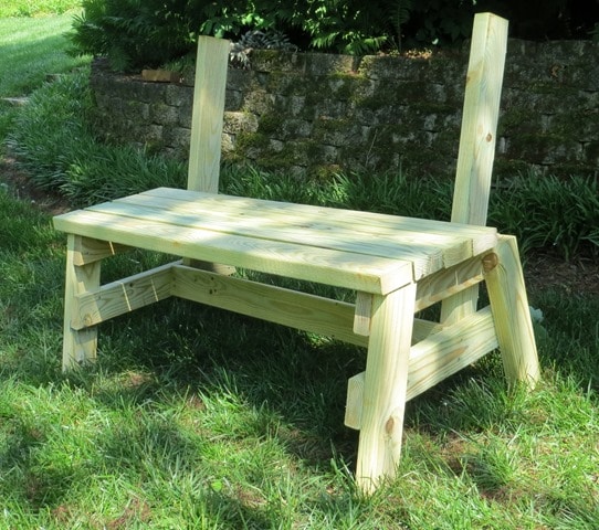 Seat Boards are in place while building a DIY 2x4 bench