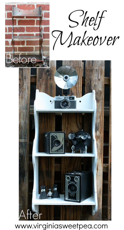 Shelf Makeover - A vintage three tiered shelf gets a makeover with paint.   virginiasweetpea.com