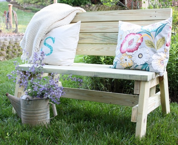 Bench made from 2x4 lumber