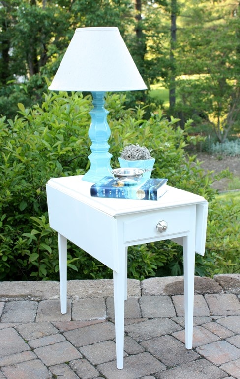 This table got an update with paint and new drawer hardware.  Get the details at virginiasweetpea.com.