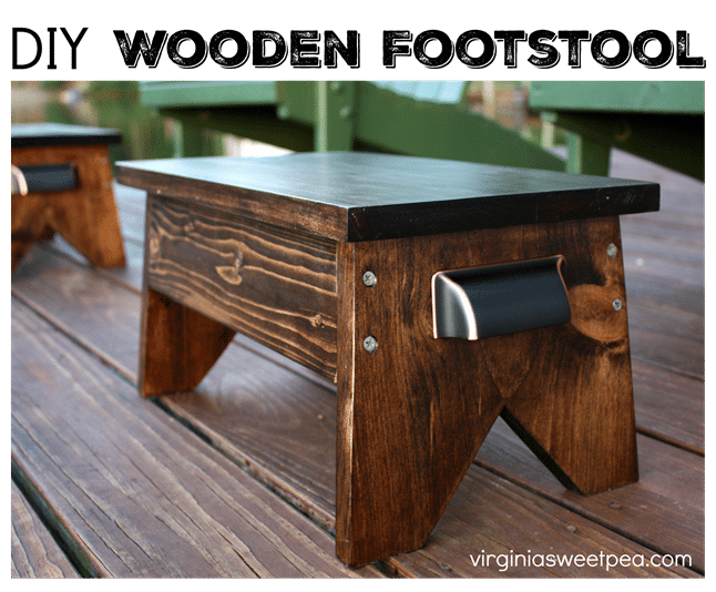 DIY Wooden Footstool - Learn how to make your own. Get the plans at virginiasweetpea.com #summerpowertoolchallenge #woodworking