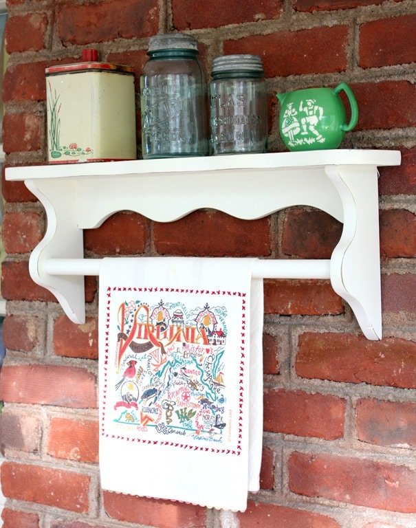 A thrift shop found shelf gets a makeover with paint.  virginiasweetpea.com