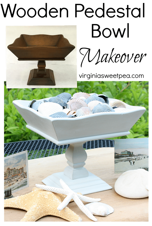 Wooden Pedestal Bowl Makeover - A Goodwill found bowl gets a makeover.  virginiasweetpea.com