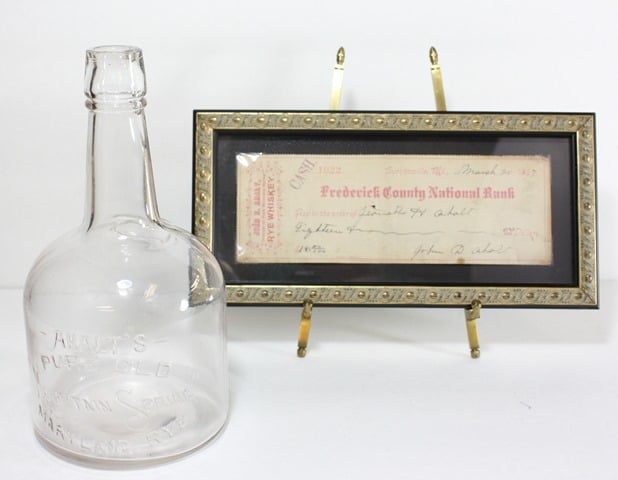 Ahalt Whiskey Bottle and Check 1897