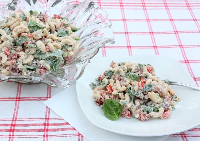 BLT Salad with a Twist - Shredded baby spinach repaces the lettuce giving this salad a unique taste. virginiasweetpea.com