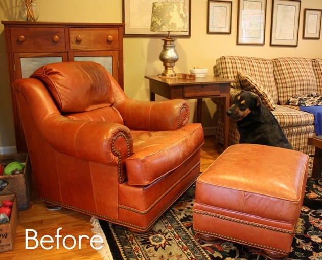 Chair and Ottoman Before Makeover with ReLuv