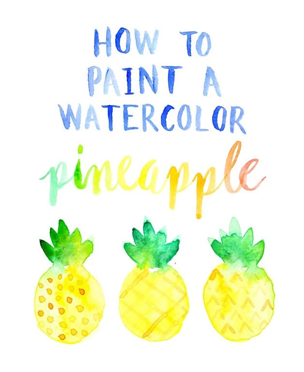 How-to-paint-a-watercolor-pineapple-by-Lines-Across