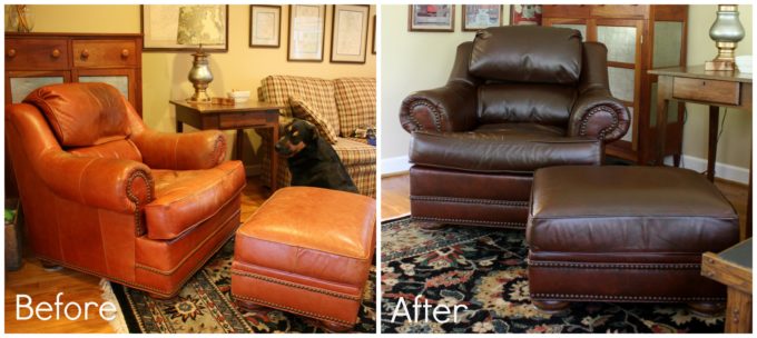 ReLuv Leather Renew gave this 20 year old chair and ottoman a much needed update. It looks like new!