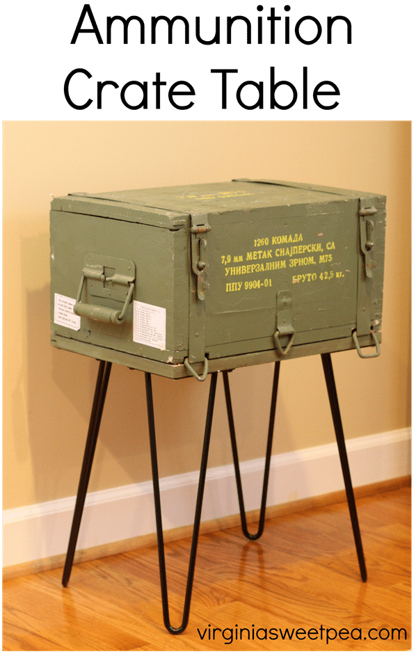 A Cold War era ammunition crate is repurposed into a table. Get the details at virginiasweetpea.com.