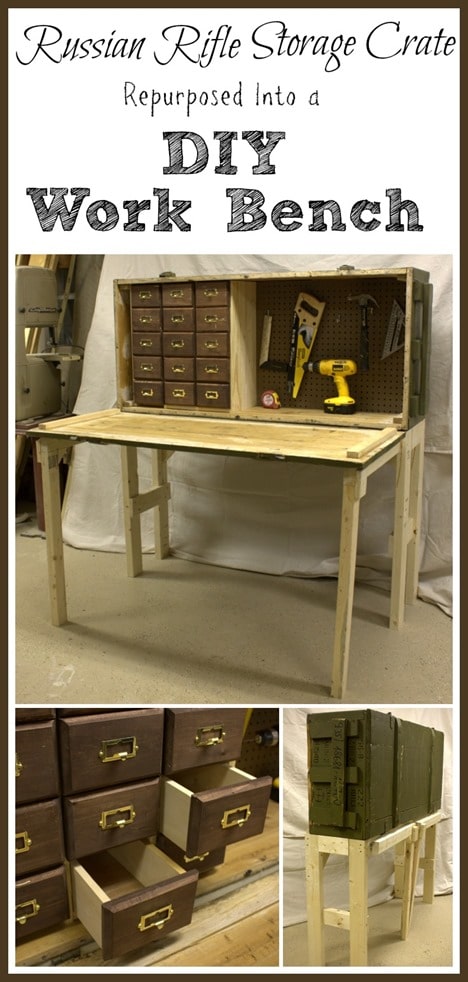 Russian Rifle Storage Crate Repurposed Into a DIY Work Bench. What a great upcycle! virginiasweetpea.com