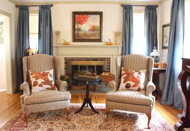 Fall Mantel and Living Room Decor - virginiasweetpea.com