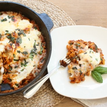 Make dinner in 30 minutes with this easy lasagna made in a skillet.