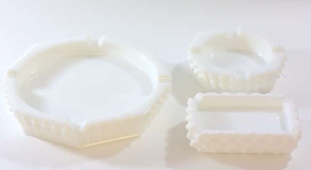 Hobnob Milk Glass Ashtrays