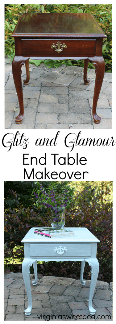 Glitz and Glamour End Table Makeover by virginiasweetpea.com