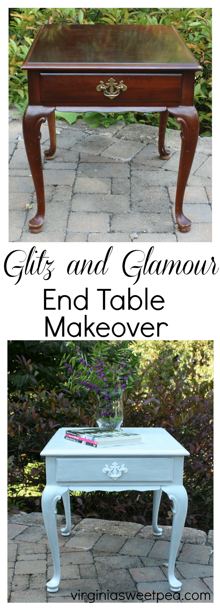 Glitz and Glamour End Table Makeover by virginiasweetpea.com