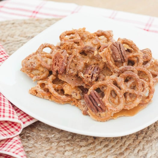 Butterscotch Pecan Pretzel Brittle - This is the perfect balance of sweet and salty and is so good. Get the recipe at virginiasweetpea.com.