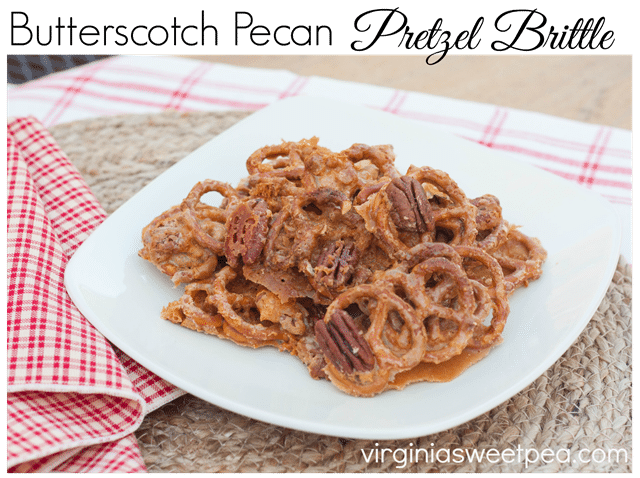 Butterscotch Pecan Pretzel Brittle - This is the perfect balance of sweet and salty and is so good. Get the recipe at virginiasweetpea.com.