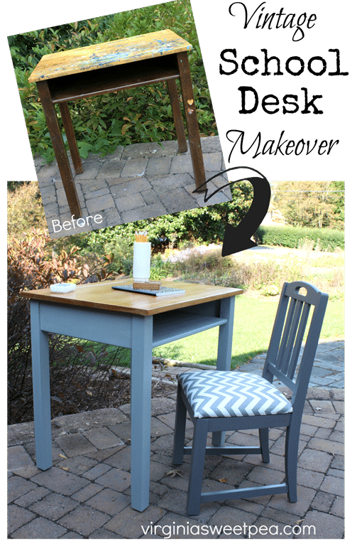 Vintage School Desk Makeover by virginiasweetpea.com