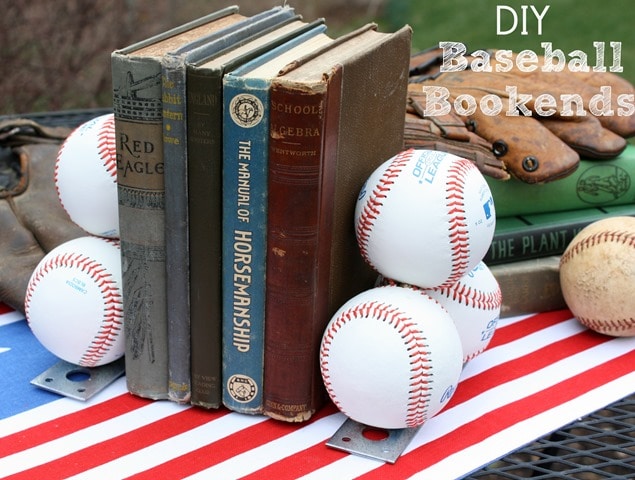 DIY Baseball Bookends - Perfect for the baseball lover! Get the tutorial at virginiasweetpea.com
