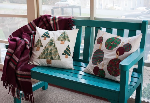 Christmas pillow covers made from drop cloths