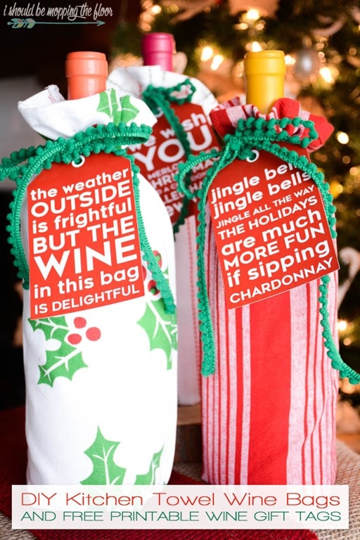 diy kitchen towel wine bags