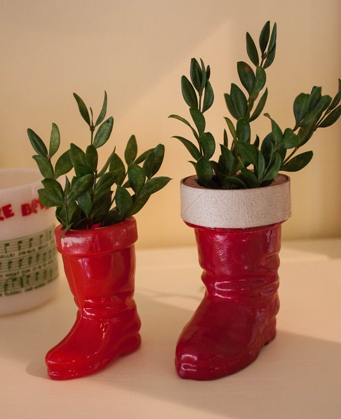 Vintage Christmas Decor - Antique Santa Boot Candy Containers