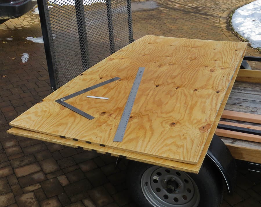 Plyboard sheets on a trailer