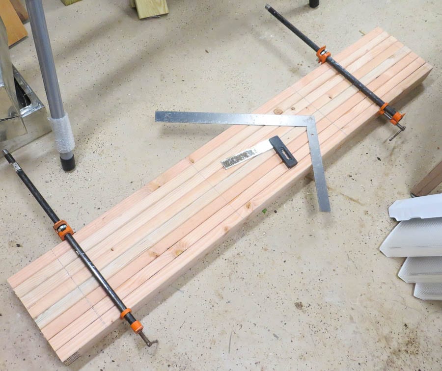 2x4 lumber clamped together