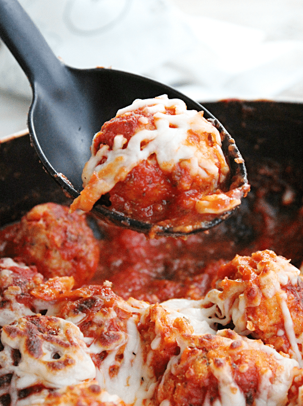 Cheesy Skillet Meatballs