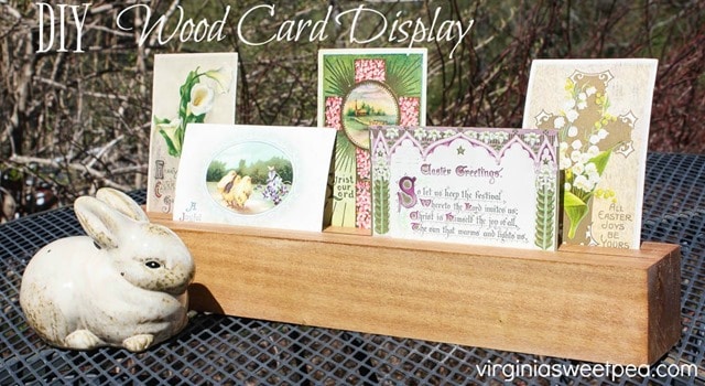 DIY Wood Card Holder and Display - This is a great way to display cards or post cards. virginiasweetpea.com