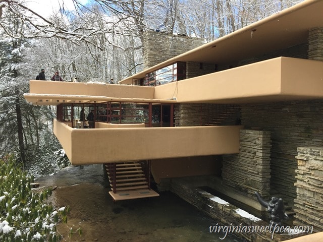 At Fallingwater, a Frank Lloyd Wright designed home in PA, the home was built over a waterfall. 