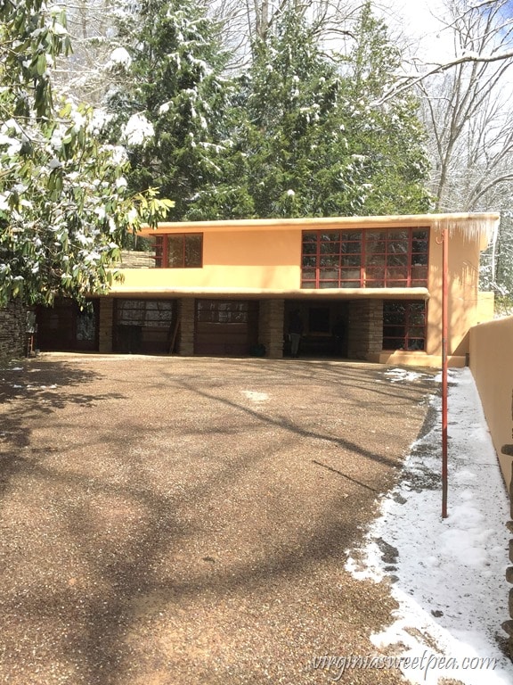 Frank Lloyd Wright did not believe in garages. These are the carports found at Fallingwater, a home he desinged in PA.