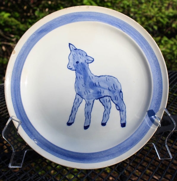 Blue Ridge Pottery Lamb Child's Plate - virginiasweetpea.com