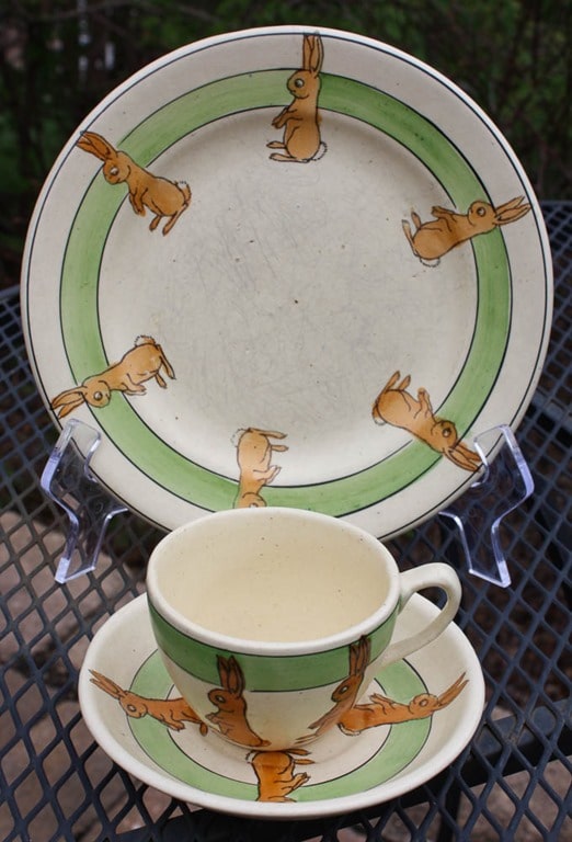 Roseville Child's Bunny Cup and Saucer with Plate - virginiasweetpea.com