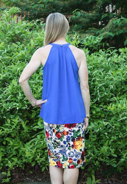 May 2017 Stitch Fix Review - Papermoon Garland Keyhole Halter Blouse with Pixley Eva Floral Skirt - virginiasweetpea.com