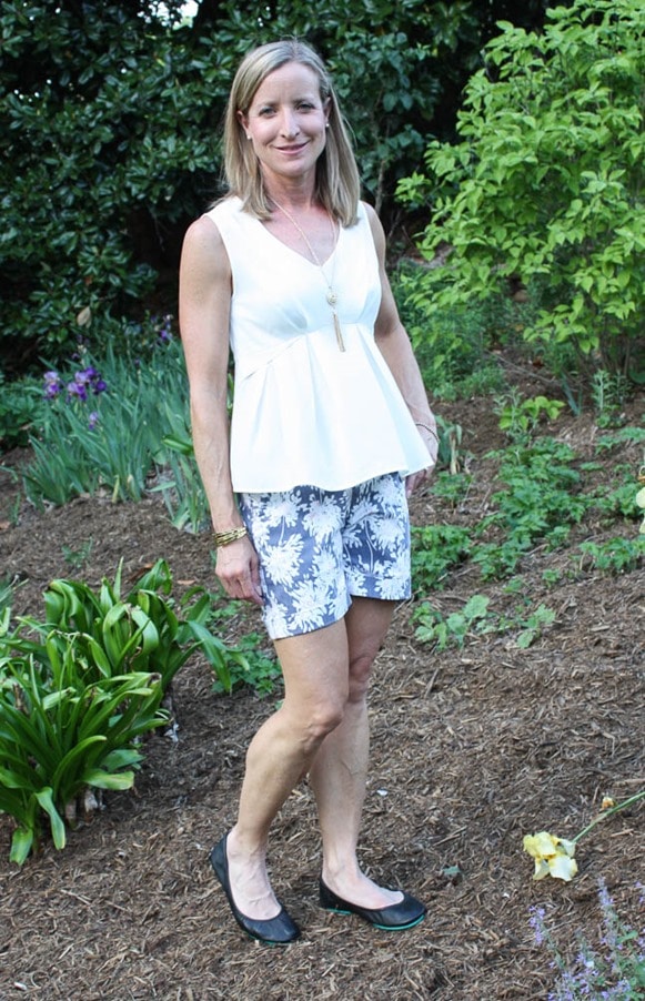 May 2017 Stitch Fix Review - Dear John Finnegan Printed Cuffed Short paired with Alice Blue Gower Peplum Top - virginiasweetpea.com