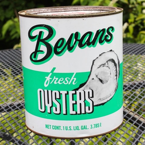 Vintage Bevans Fresh Oysters Can - virginiasweetpea.com