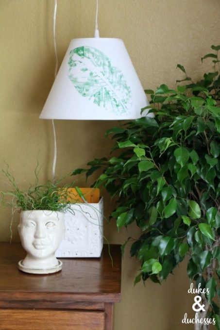 DIY Lamp Shade - Leaf Stamped